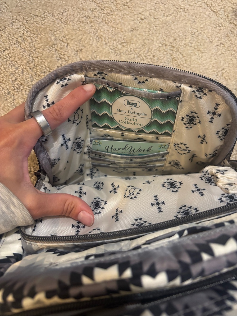 NWT Lug x Mary DeAngelis Ranger Chevron Bag - Black white and Gray - Picture 7 of 7